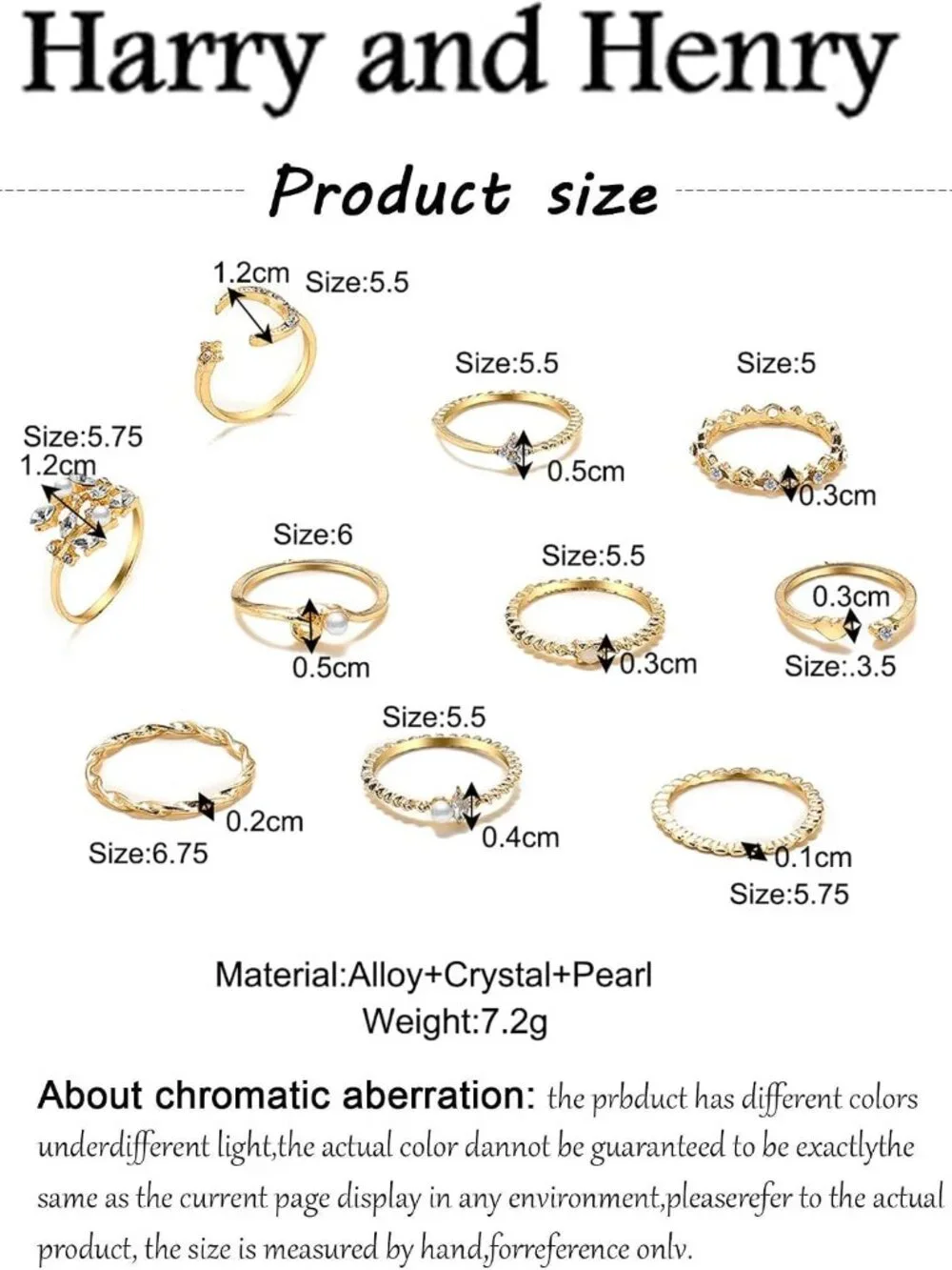 Gold Stackable Rings for Women Teen Girl Gifts Trendy Stuff Simple Star Moon Hea - Picture 6 of 9